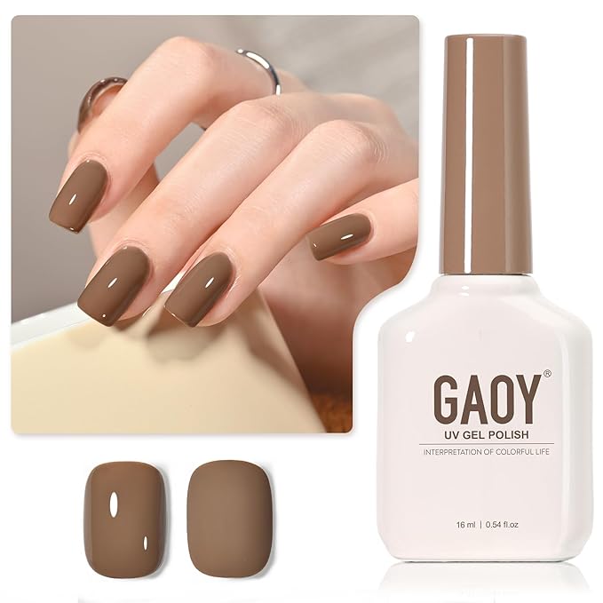 GAOY Brown Gel Nail Polish, 16ml Soak Off Gel Polish, UV Light Cure for Nail Art DIY Manicure at Home, 2077 Chestnut Brownie