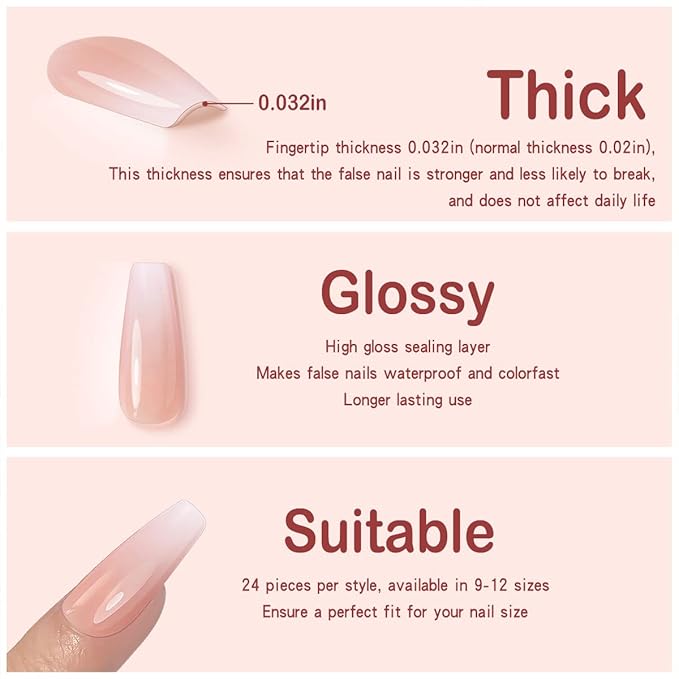 Yivaiks 24 Pcs Advanced Hand Made Customization Press on Nails, Luxurious Rhinestone Design Ballerina Fake Nails，Perfect Accessory for Banquets, Soirees, Parties(GD-004)