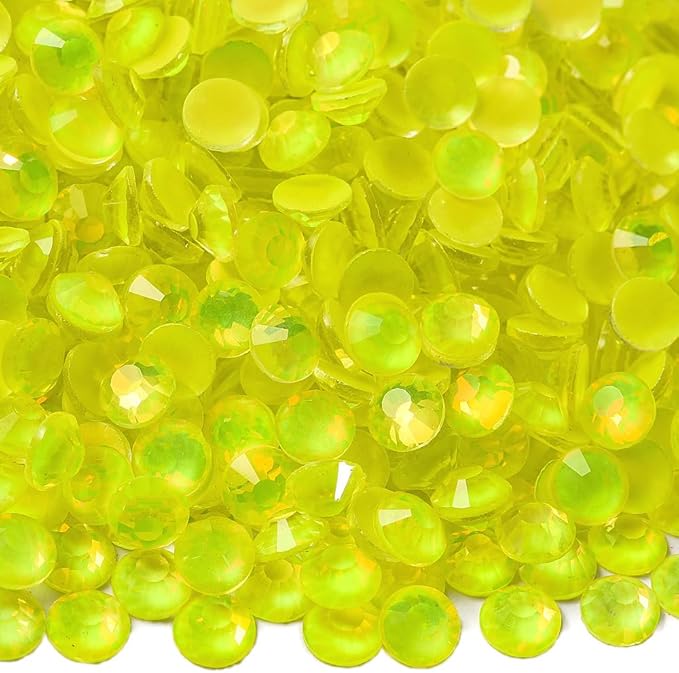 Blinginbox Flatback Rhinestones Round Gems, 1440pcs Luminous Series Glass Stones Neon Gems Non Hotfix Crystal Rhinestones for Nail Charms Crafts Clothes Tumblers,Citrine Neon Opal,SS10.