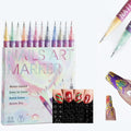 Nail Art Pens, 12 Colors Nail Art Markers Polish Pen with 3 Pcs Painting Stencils Set for 3D Nail Art, Drawing Painting Liner Brush for DIY Nail Art Beauty Adorn Manicure Tools (colorful 12 color)