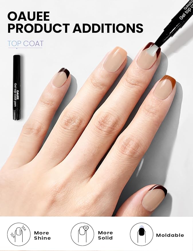 Semi Cured Gel Nail Strips | Built-In Gel Top Coat | UV Light Required | Salon Quality, Easy Application And Removal (Cocoa Edge Nails)