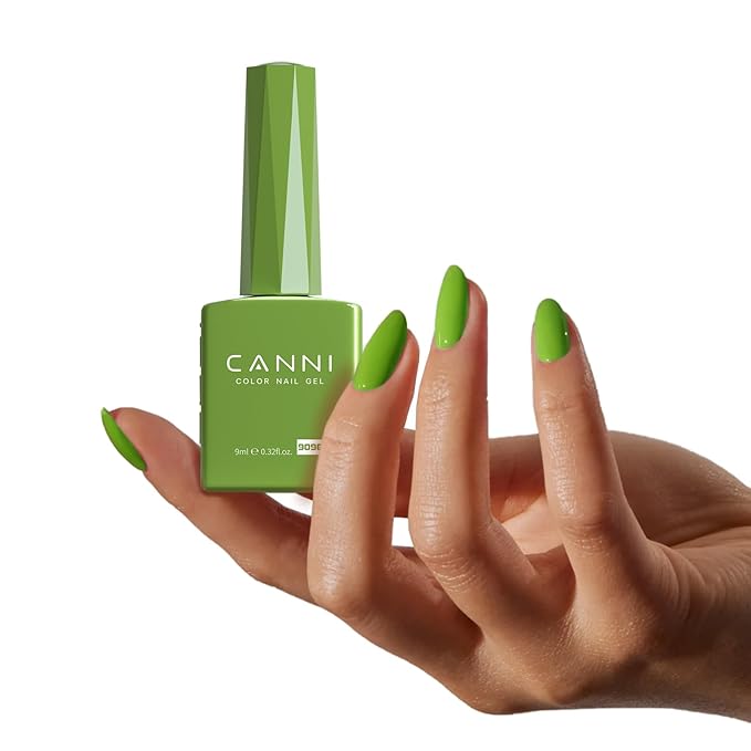 CANNI Green Gel Nail Polish, 1Pcs Pastel Lime Sage Light Green Gel Polish Bringt Mint Color High Gloss Soak Off U V French Nail Manicure Salon DIY