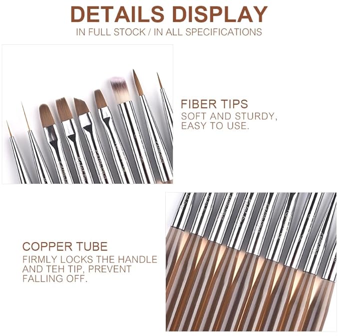 9pcs Nail Art Brush Set Nail Dotting Tools Nail Art Design Brushes Gel Polish Nail Polish Brushes 3D Nail Art Decorations Brush Nail Art Drawing Painting Brushes Manicure Nail Art Tool Set