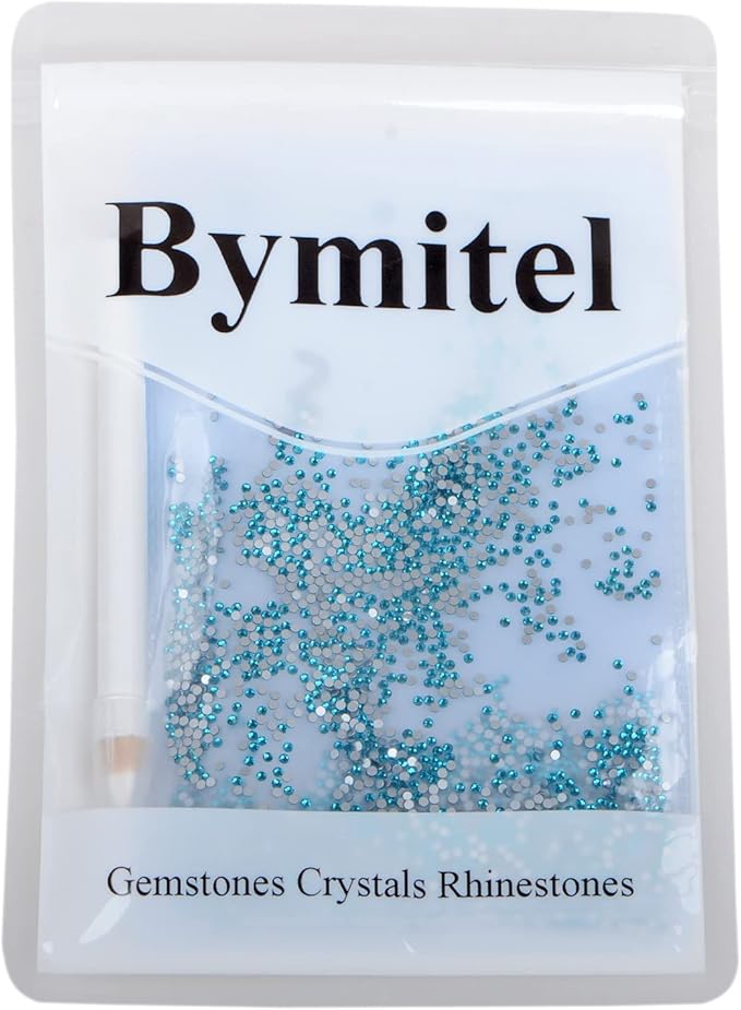 2880PCS Art Nail Rhinestones Non Hotfix Glue Fix Round Crystals Glass Flatback for DIY Jewelry Making with one Picking Pen (ss3 2880pcs, Aquamarine)