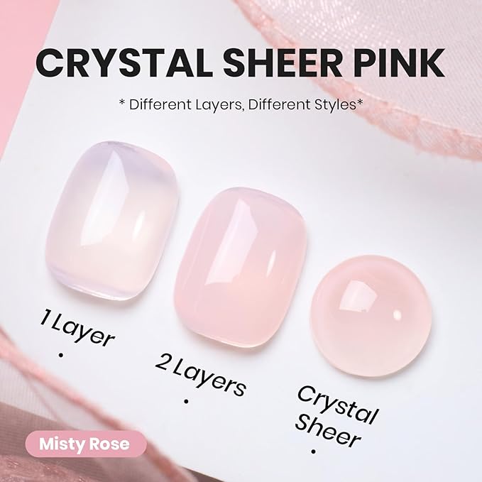 Beetles Nude Pink Gel Nail Polish - 8ml Hema Free Natural Nude Gel Polish Nail Concealer Jelly Sheer Translucent Effect Soak Off UV Misty Rose Collection Nail Art Manicure Gift for Women