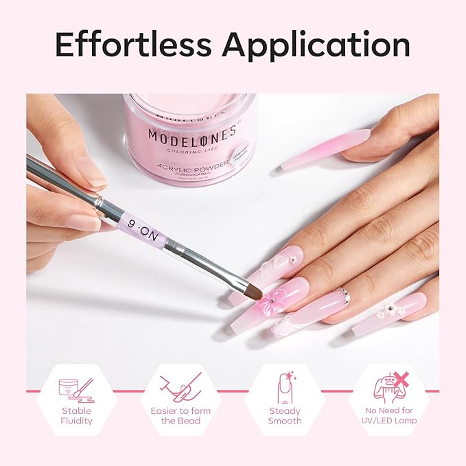 Modelones Acrylic Powder, 4.23oz Upgraded Medium Pink Nail Acrylic Powder for Nail Art 3D Carving French Nails Extensions, Non-Yellowing, Gifts for Women
