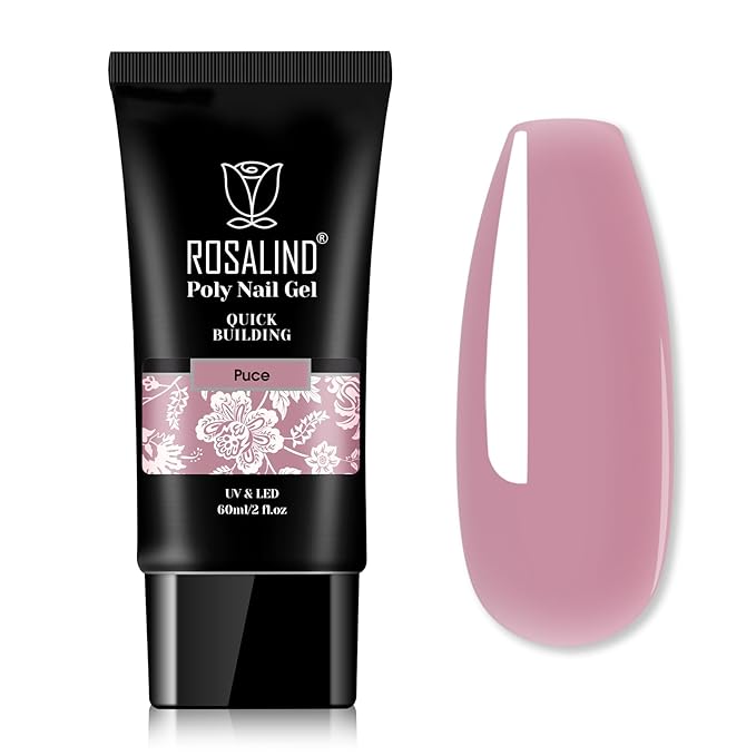 ROSALIND Purple Poly Extension Gel, 60ml/2 oz Purple Pink Fall Colors Poly Nail Gel Building Enhancement for Nail Thickening Decoration, Easy to DIY Use at Home Need UV Lamp