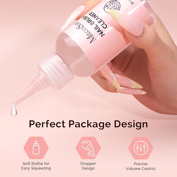 MelodySusie Nail Brush Cleaner, Acrylic Gel Nail Brushes Cleaning & Restoration Wax and Gel Removing Solution for Manicure Salon at Home 30ml/1fl.oz