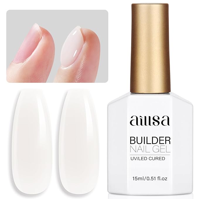 AILLSA Builder Gel for Nails Yogurt White 7 In 1 Hard Gel Polish for Nail Thickening Nude Milky Extension U V Gels Natural Color Strengthener Gels Nails Polish for Nail Art Base Coat Need 0.51 Oz GB07