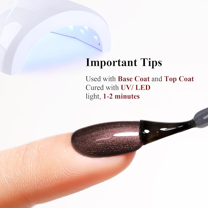Pearl Gel Nail Polish, Brown Glitter Gel Sparkle Shimmer 15ML Soak off LED UV DIY Art Fall Winter Manicure