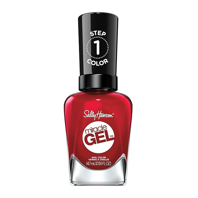 Sally Hansen Miracle Gel Salon Quality Nail Polish | Gel-Like Formula, Two-Step System, No UV Light Needed, Long Lasting | Opaque, Glossy | 449 Rhapsody Red | Classic Red Nail Color