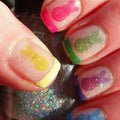 Easter Press on Nails Colorful French Tip Fake Nails with Bunny Designs Glitter Short Square False Nails Press ons Reusable Artificial Nail Full Cover Stick on Nails for Women Manicure 24Pcs
