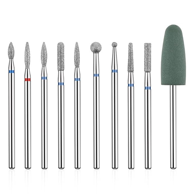 10 PCS Nail Drill Bits Set, Russian Manicure Drill Bits, Cuticle Remover Nail Products for Manicure Pedicure for Home and NailSalon