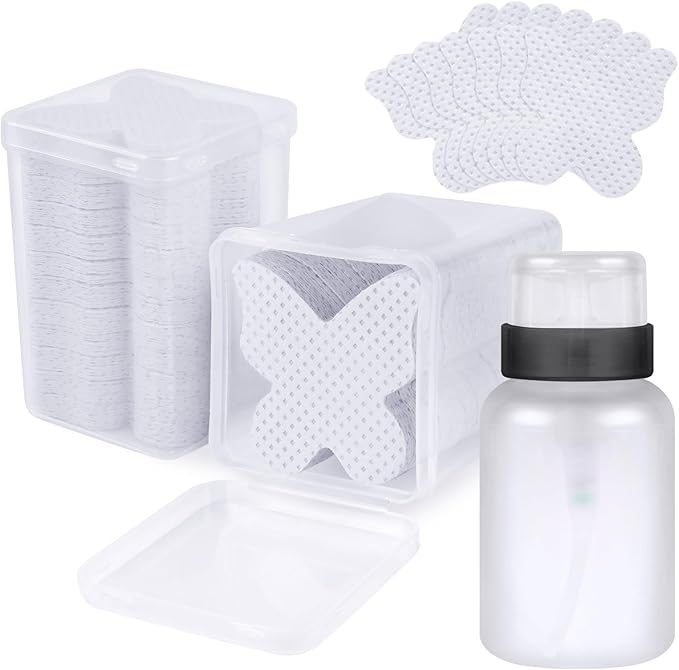400pcs Nail Cotton Pads 1 Pull-Off Pump-Style Bottle Suitable for Nail Care Wipes, Nail Cleaning Pads, Mascara Extension Glue Cleaning Wipes, and Nail Care Product Sets (White)
