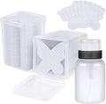 400pcs Nail Cotton Pads 1 Pull-Off Pump-Style Bottle Suitable for Nail Care Wipes, Nail Cleaning Pads, Mascara Extension Glue Cleaning Wipes, and Nail Care Product Sets (White)