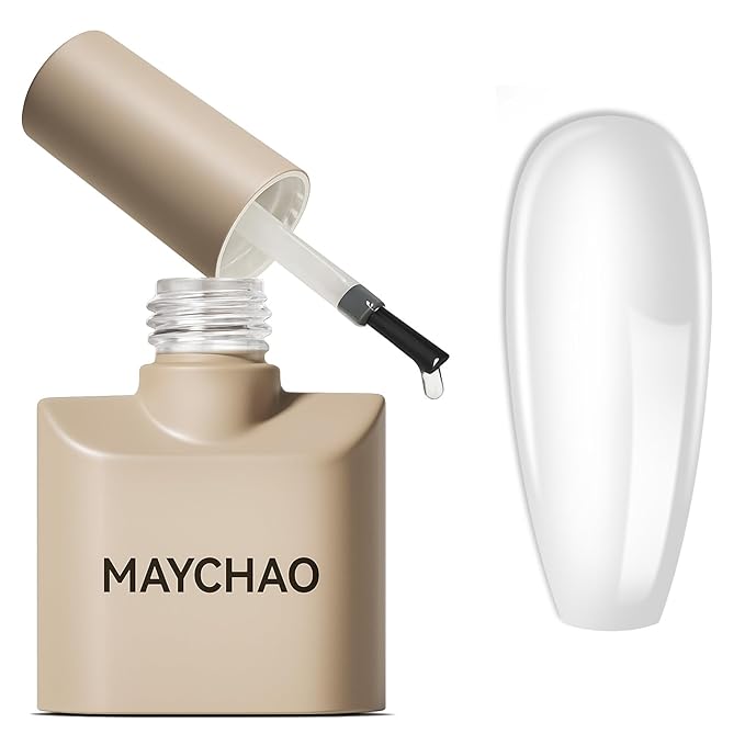 MAYCHAO 2 Pcs Gel Top Coat and Builder Gel Base Set- High Gloss Shiny Long Lasting Base Builder Nail Polish, Soak Off Nail Art Home and Professional Manicure