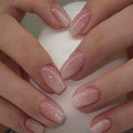 Hkanlre Medium Coffin Press on Nails Bling Fake Pink Nails Tips Full Cover False Nails for Women and Girls 24PCS