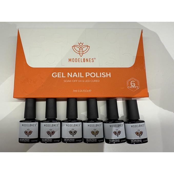 modelones Fall Gel Nail Polish Set, 6 Colors Orange Yellow Brown Glitter Gel Polish Soak Off Nail Kit Manicure DIY Nail Art Salon Home Gift for Women Girls