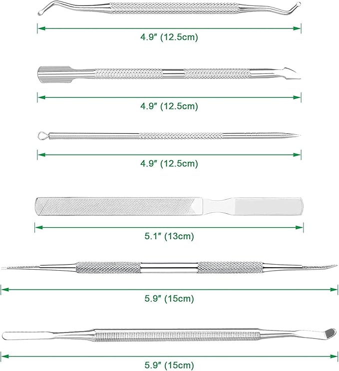 6-Pack Ingrown Toenail File and Lifters, Professional Surgical Stainless Steel Ingrown Toenail Removal Tool Kit, Manicure Treatment Pedicure Tools for Feet Under Nail Cleaner Correction Polish Pain