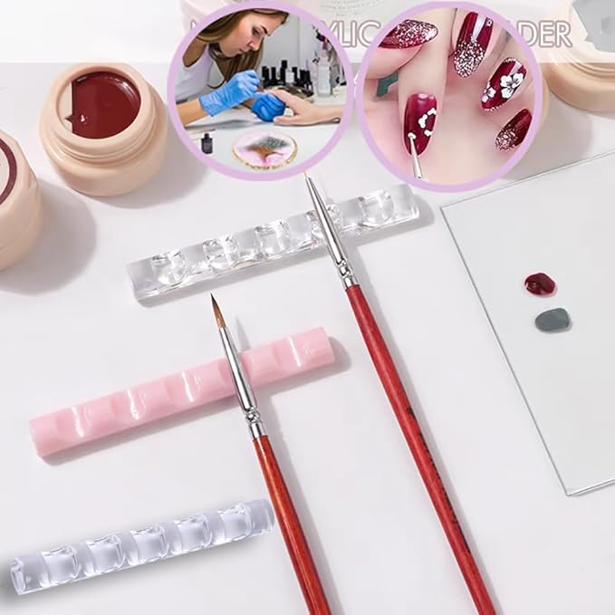 24 Pieces Nail Art Tools Kit Resin Nail Art Palette Acrylic Silicone Engraving Pen Dotting Pen Mixing Palette Detail Brushes Tools for Nail Art DIY Home Salon Makeup Display (White)