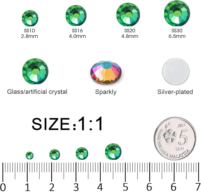 Flatback Rhinestones Bulk, 14400PCS Green Volcano Rhinestones for Clothes DIY Decoration Crafts, Green Volcano, SS16, 3.8-4.0mm