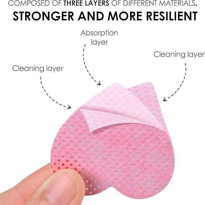 600 PCS Lint Free Nail Wipes,Non-Woven Fabric Nail Cleaning Pads Lash Extensions Glue Cleaning Wipes,accompanied by 1 Empty Pump-Style Bottle Dispenser Nail Care Set (Heart-shaped pink)