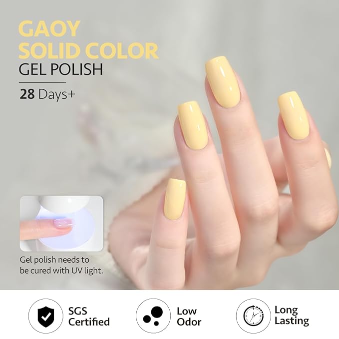 GAOY Pastel Gel Nail Polish, 16ml Soak Off Gel Polish, UV Light Cure for Nail Art DIY Manicure at Home, 1162 Lemon Pie