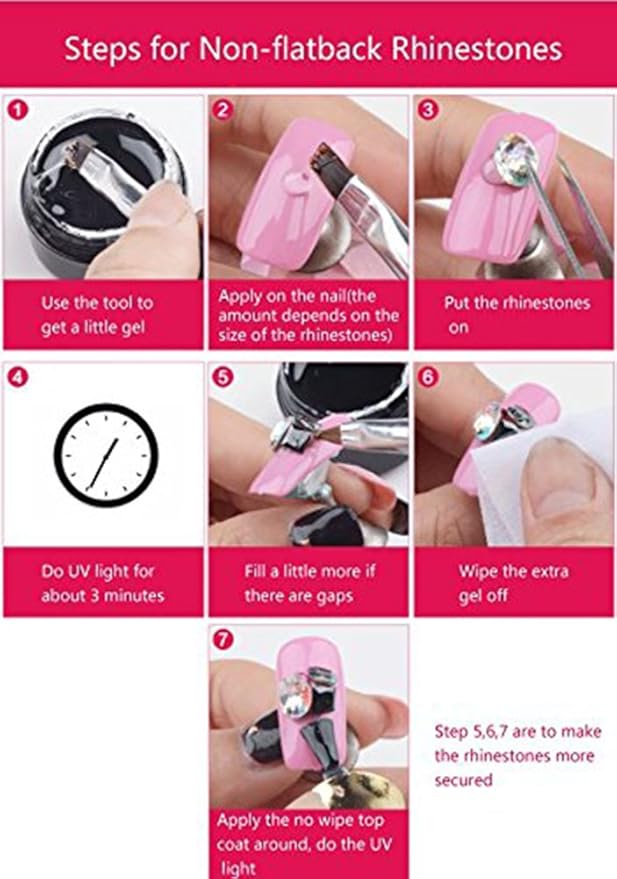 Nail Art Rhinestone Glue Gem Super Sticky Jewelry 8ml Gel Diamond Polish Decoration With Pen Tools UV Light Cured Needed 2Box