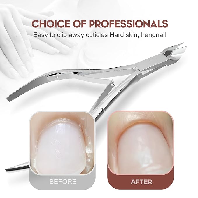 Cuticle Trimmer with Cuticle Pusher and Cutter Cuticle Nippers & Cutter Set, Professional Stainless Steel Cuticle Cutter Manicure Tools For Precise Nail Care Fingernails & cuticle scissors 3 Piece Set