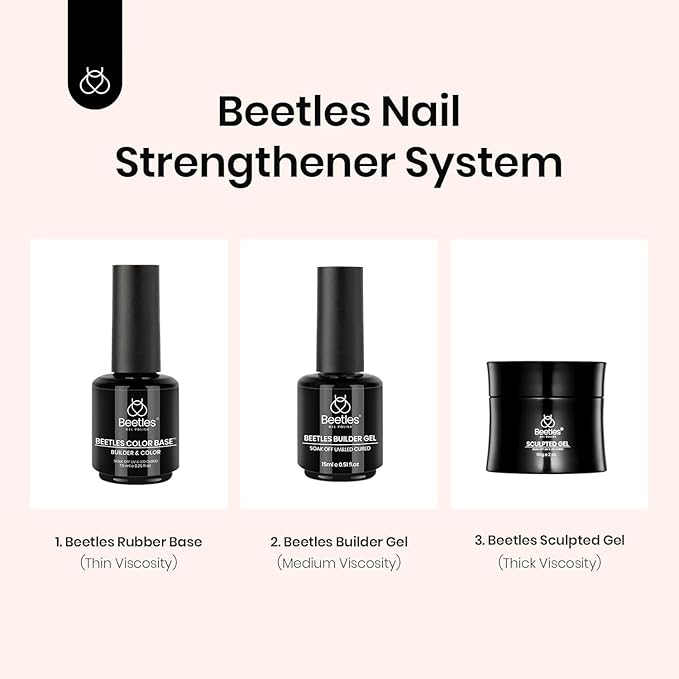 Beetles Rubber Base Color Gel Nail Polish, 6 Colors 5 IN 1 Nude Rubber Base Gel Neutral Sheer Pink Peach Glitter Nail Polish for Thin Nails Soak Off U V LED Lamp Cure Nail Art Design Gifs for Women