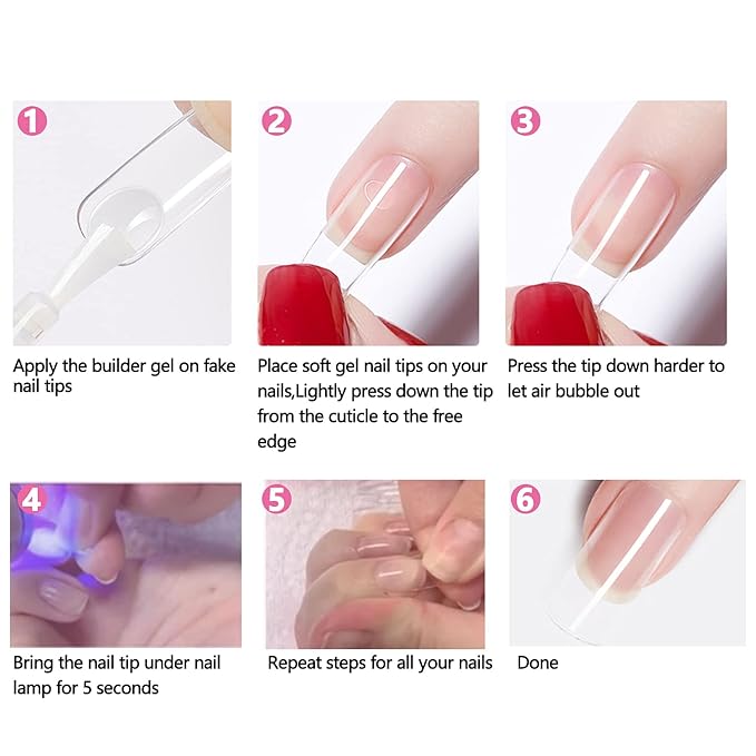 Medium Square Gel Nail Tips Extension, 240PCS Clear Soft Gel Full Cover Nail Tips, M Square Press On False Nail Tips for Salons, and DIY Nail Art at Home (12 Sizes)