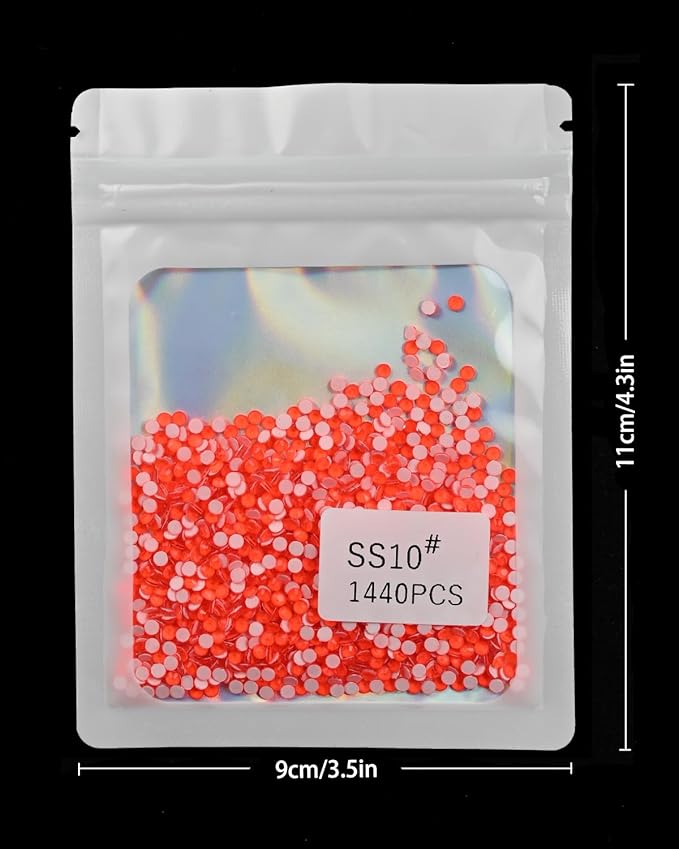 Flatback Glass Rhinestones,Bedazzler Gems 1440pcs Non Hotfix Crystal Rhinestones for Crafts Nail Charms Clothes Tumblers,Hycinth Neon,SS10