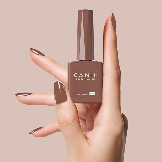 CANNI Brown Gel Nail Polish, 1Pcs Fall Winter Gel Polish Chocolate Brown Color High Gloss Soak Off U V French Nail Manicure Salon DIY