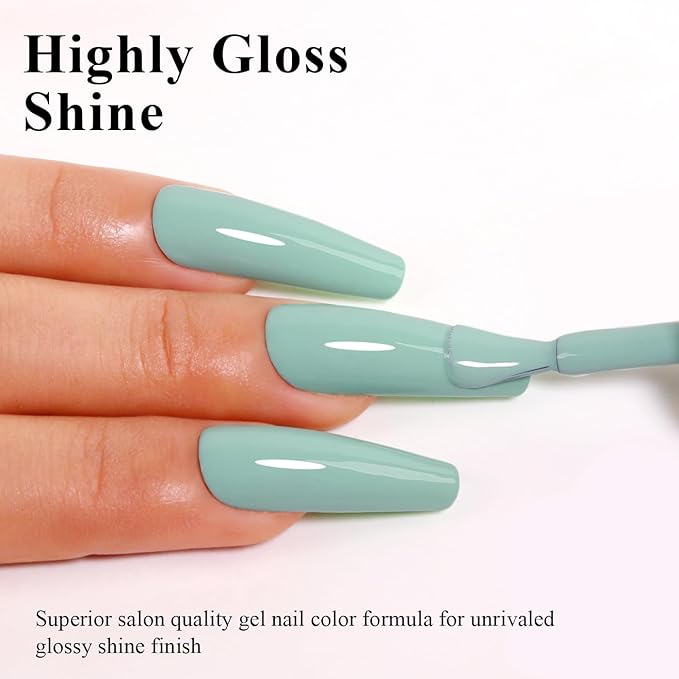 Imtiti Green Gel Nail Polish, 0.5 Fl Oz Sage Green Soak Off LED UV Polish for Spring Summer DIY Nail Art Starter Manicure Salon Kit