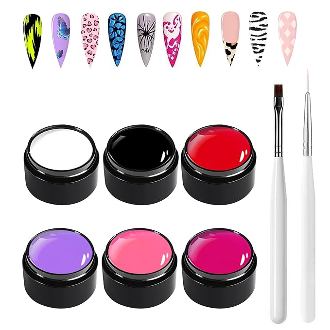 6 Colors Nail Painting Gel Set, Nail Paint for Nail Art, Gel Polish For French Tip Tool Design For Home Salon DIY Nail Art,UV/LED Curing Required(color-set6, 1SET)
