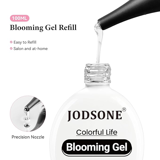 JODSONE 100ml Clear Blooming Gel Refill Bottle, Large Capacity Nail Art Blossom Gel for Marble Watercolor Floral Print Effects, Easy to Apply, DIY Salon Manicure Supplies