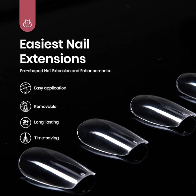 Beetles Gel Nail Tips, 500Pcs Short Square Gel Nail Tips Clear Full Cover False Nails Tips Press on Nails for Nail Art Design Easy Nail Extensions Kit