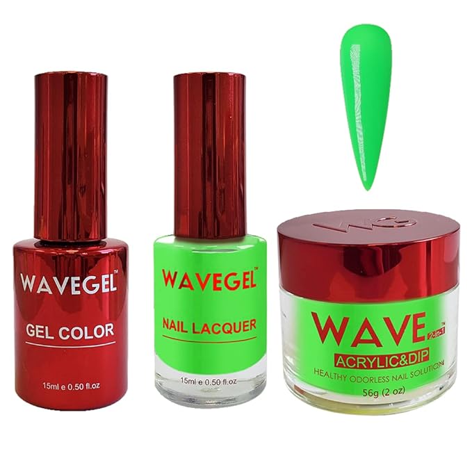 WAVEGEL Soak-Off Gel, Nail Lacquer & Acrylic/Dip Powder Matching Set - Queen Collection - #099 Green Light