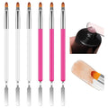 6 PCS Nail Art Brush Picker Dual-Ended, Stainless Steel Gel Nail Brushes 2 in 1 Design Flat Manicure Builder Nails Art Slice Tool for UV Poly Extensions Quick Building Women Home Salon