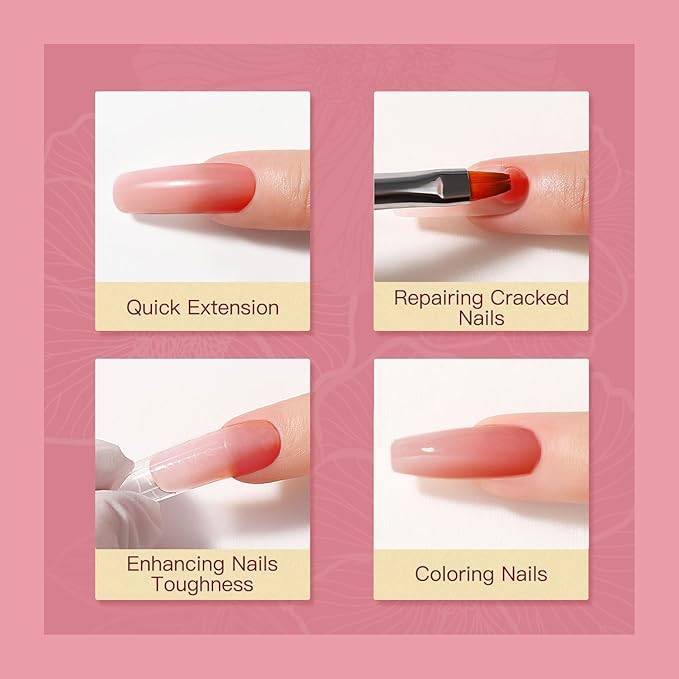 ROSALIND Nude Pink Christmas Poly Nail Gel, 2 oz Extension Rose Pink Neutral Builder Pink Gel Quick Building, Gel Acrylic Poly in Tubes for Nail Extension