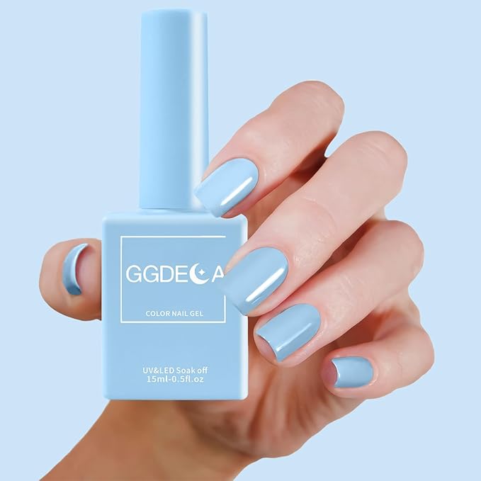 15ml Light Blue Gel Nail Polish, Pastel Blue Gel Polish, Milky Pale Color Same Color Same Bottle, High Gloss U V Soak Off Nail, DIY Sparkle Manicure Salon