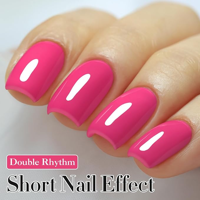 Double Rhythm Gel Polish 15ML Jelly Sheer Pastel Light Milky Color Pearl White Bottle 1 PC 0.5 OZ Full Size Nail Art Salon at Home (Pink Purple-D1471)