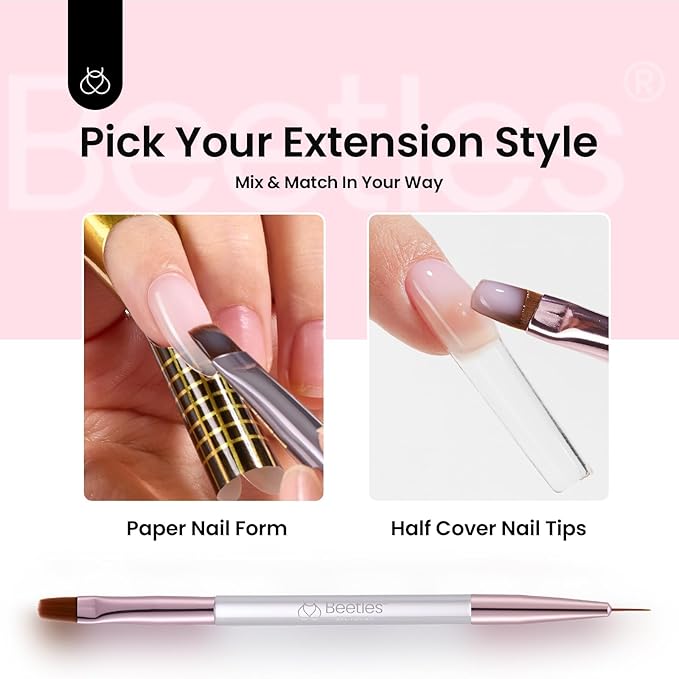 Beetles Hard Gel for Nails Kit,3 Colors 9 in 1 Clear Nude Glitter Sculpted Gel Nail Extension Sculpting High Hardness for Salon Professionals Women,Nude Pink & Clear Builder Nail Gel UV & LED Cured