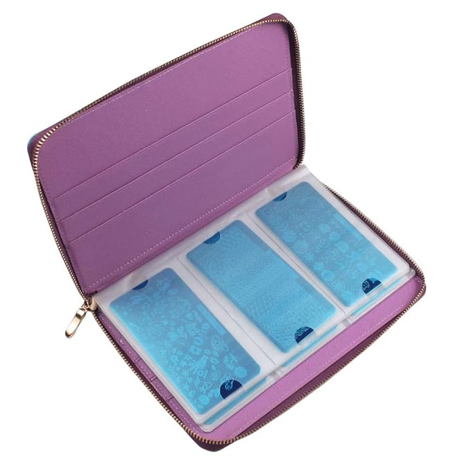 72 Slots Holographic Nail Plates Holder Case Stamping Templates Organizer Square & Round Printing Molds Collection Manicure Tool Accessorie (Rainbow)