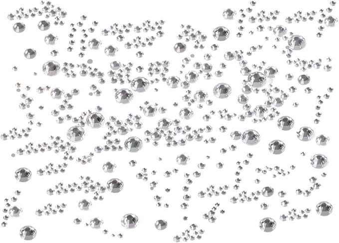 Bymitel 5000 Pieces 6 Mixed Sizes Glue Fix on Glass Rhinestones Round Crystal Gems Flatback for DIY Jewelry Making with one Picking Pen(6-Sizes 5000PCS, Clear Crystal)