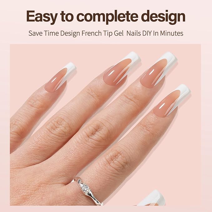 Vansiho Deep French Gel Nail Tips, 150Pcs Long Square Gel Nail Tips, Brown French Tips Press on Nails, Fake Nails for Nail Art DIY 15 Sizes