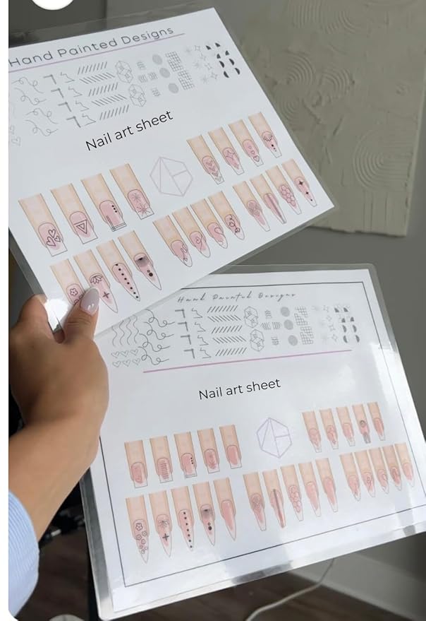 Gel Nail Art Practice Sheet reusable Nail Art training mat Acrylic Nail sculpting Art stencil Guide French Tip Nail art worksheet 3D Nail design training sheet for Poly Gel x acrylic Nail art (7)