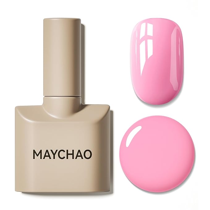 MAYCHAO 15ML Pink Gel Nail Polish, Pastel Sakura Pink Gel Polish Soak Off UV LED Curing for Nail Art Starter Manicure Salon DIY at Home, 0.5 OZ