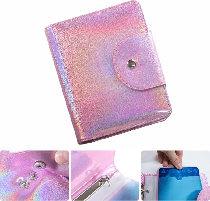 VNC 20 Slots Nail Art Stamp Plate Holder Stamping Plates Storage Bag Cases Rainbow Replaceable XL Plates Big Size 9.5x14.5CM Organizers (C-Pink)