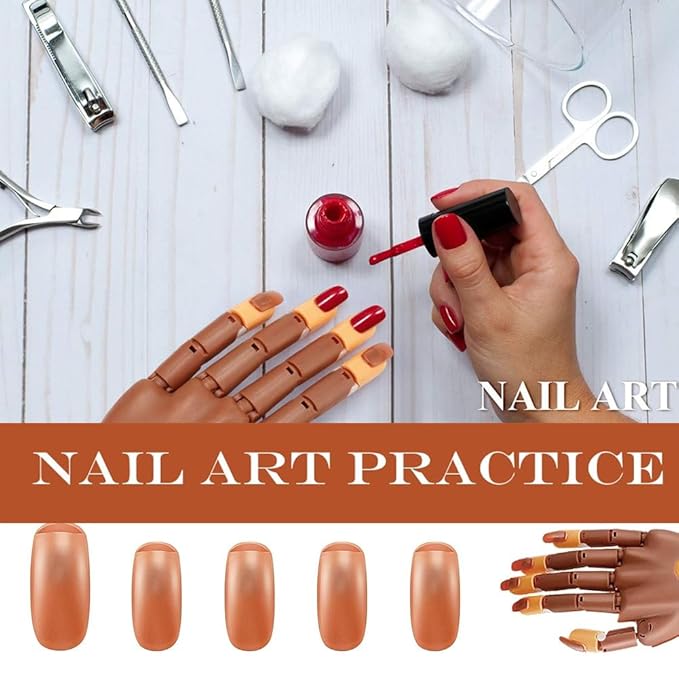 AKOAK 100 Pcs Acrylic Nail Practice Fingers, Replacement Patch Head, Flexible Nail Training Fake Nail Head Hand Practice Fake Nail Hand Nail Display Nail Supplies DIY Nail practice